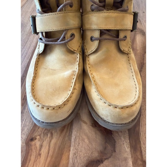 Polo Ralph Lauren Wheathill Tan Leather‎ Moc Toe Buckle Boots Mens 9D H15 main image 6
